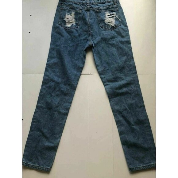 Signature 8 Women Blue Destructed Distressed Jeans - Picture 10 of 12